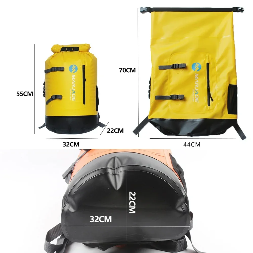 PVC Dry-Wet Separation Waterproof Pack Outdoor Wading Backpack IPX6 Wear Resistant Water sport Bag 30L