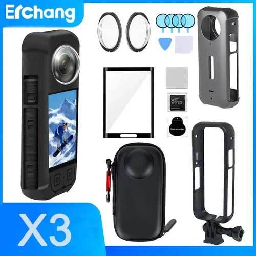 Kit de accesorios para Insta360 X3 X4 X5, protector de lente, tapa de marco protector, bolsa de almacenamiento, funda protectora de pantalla para accesorio Insta 360