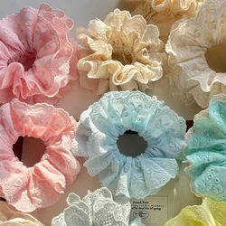 Vintage Sweet Elegant Handmade Bow Lace Elasticity Hair Rope for Women Girl Summer Ponytail Hair Circle 2024 NEW