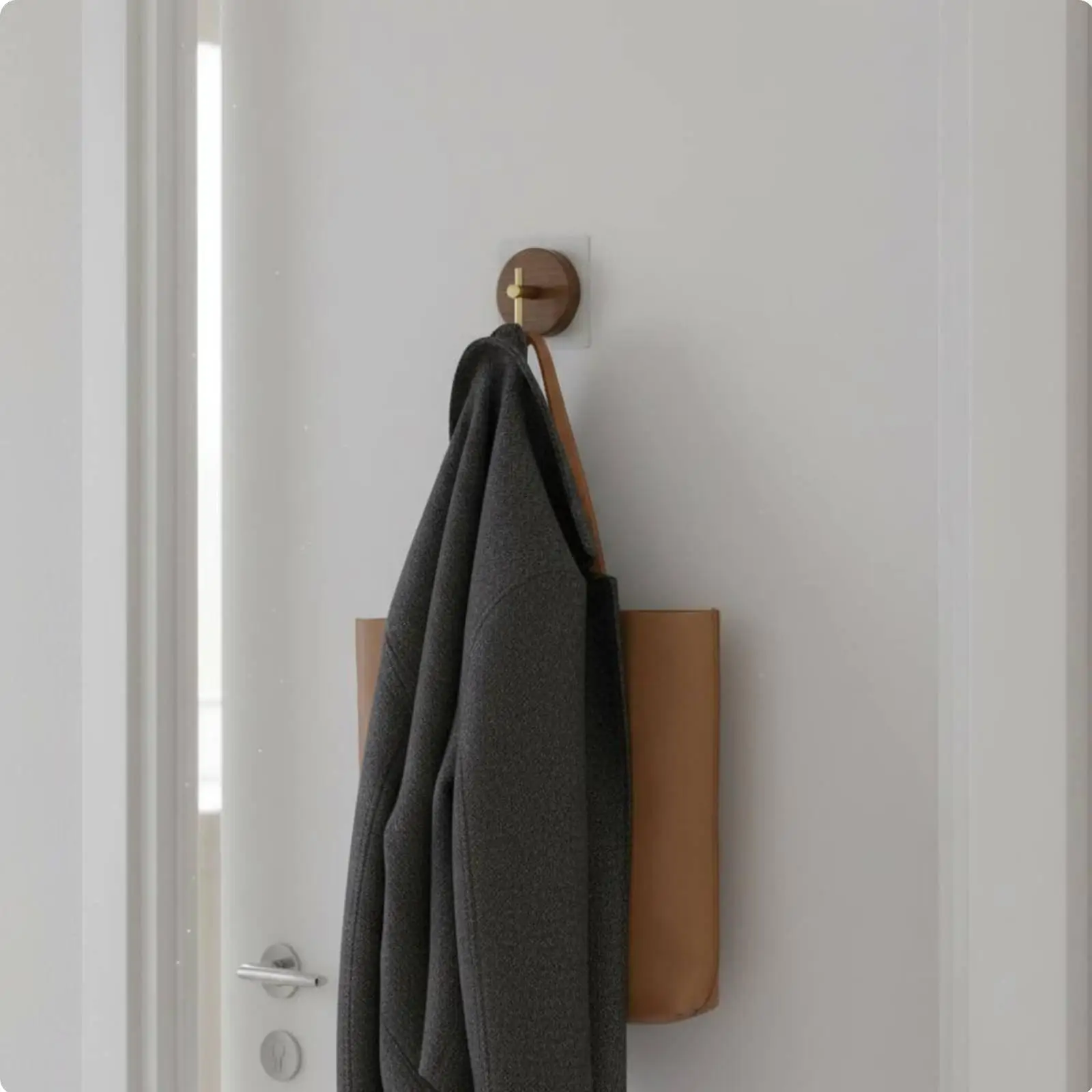 Walnut Garment Hanger Hook Nordic Design Walnut Wood Simple Installation Installation Heavy Duty Wall Peg for Renters, Students,