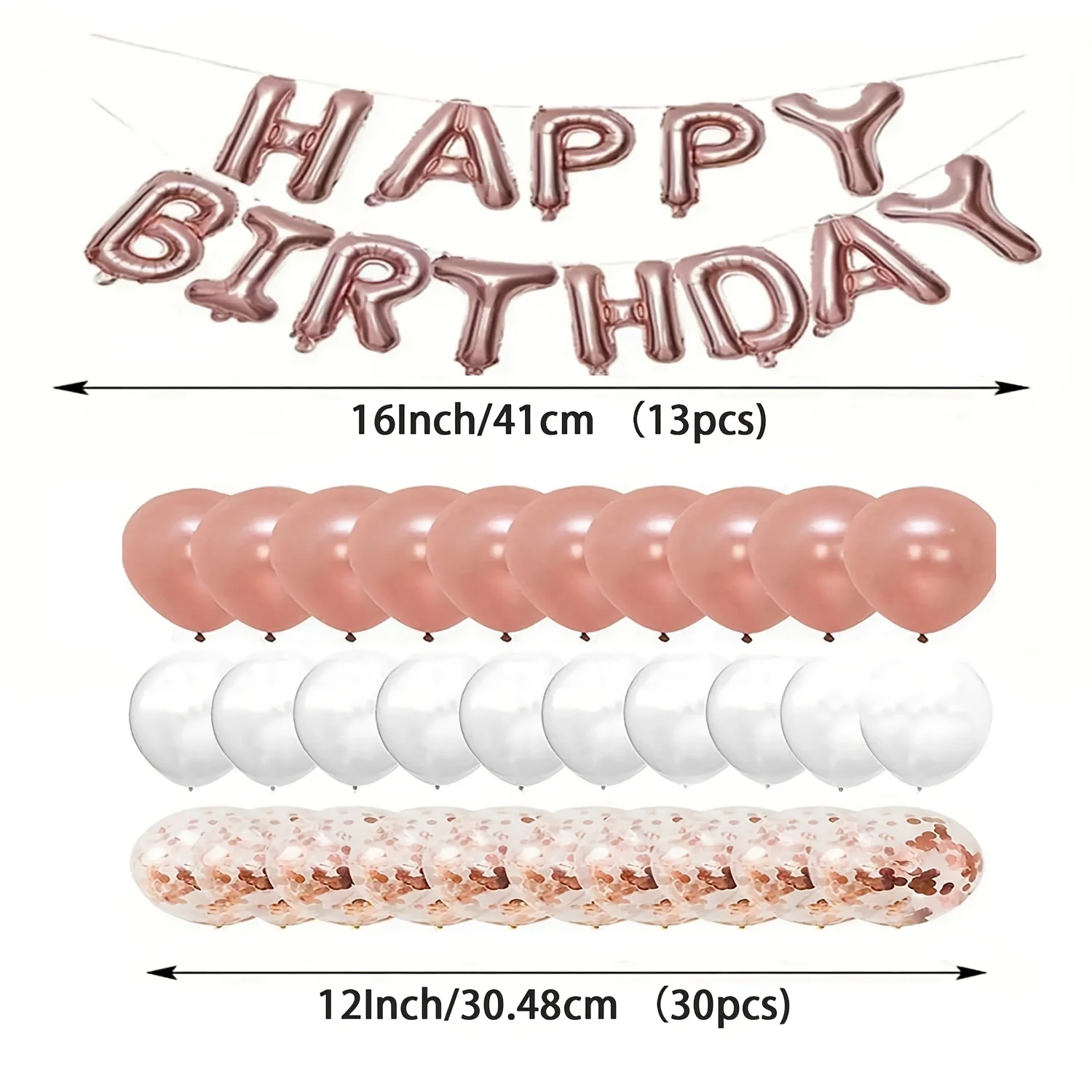 43Pcs/Set Happy Birthday Balloons 16inch Foil Letter Balloon 12inch Confetti Latex Balloon For Birthday Party Decoration