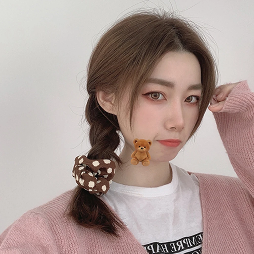 

6pcs Vintage Floral Accessories Knitted Material Ponytail Holder Bobbles Hair Ring Rope Ties Girls Hair B Decoration