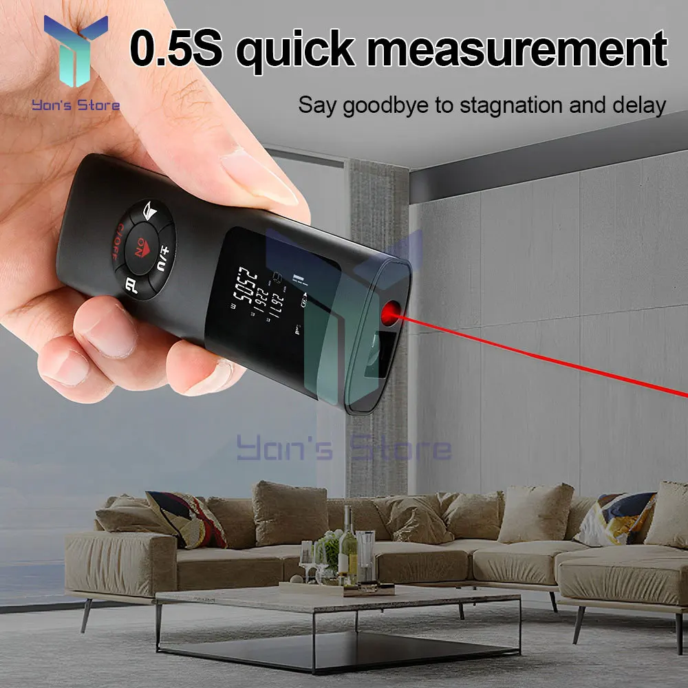 JQ40 Mini Laser Distance Meter 40M 60M Measure Infrared Rangefinder USB Rechargeable Portable Handheld Laser Range Finder Tape