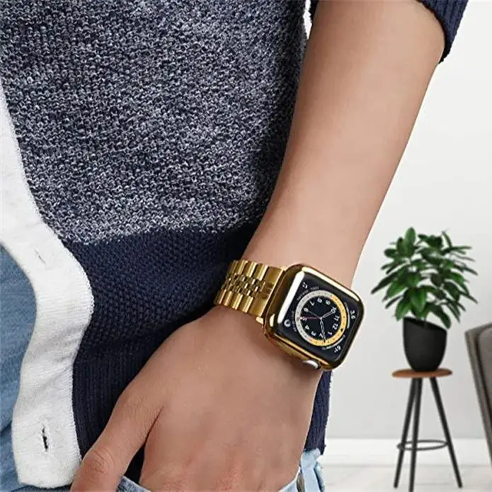 

Metal strap+TPU soft shell For Apple watch 9 8 7 45mm 41mm Stainless Steel Watch Bracelet For iwatch 6 5 4 SE 44mm 40mm