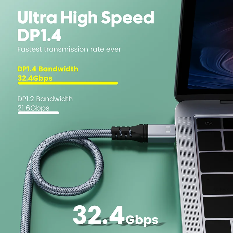 Displayport 1.4 Kabel 8K 60Hz Mini DP zu DP Kabel 4K Ultra HD Video Audio Kabel für Laptop TV Xbox Projektor Monitor – Detail 13