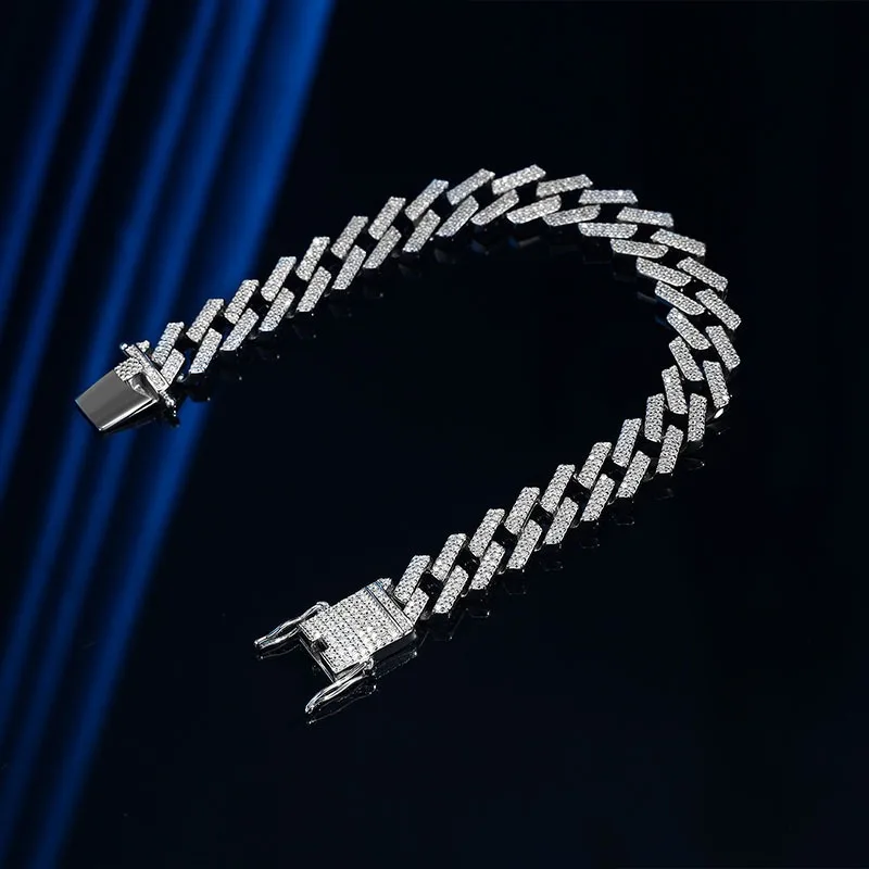 OANA Cuba Bracelet With Diamond S925 Sterling Silver Men'S Diamond-Encrusted Hip-Hop Ins Tide Brand Fashion Simple Hand Jewelry