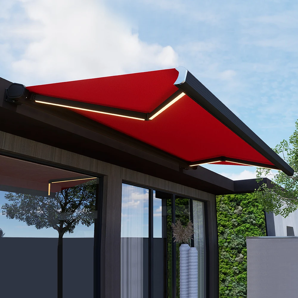 

Outdoor Aluminum Alloy Frame Awning Full Cassette Design 3m Acrylic-Coated Terrace Balcony Sun Protection 5m Powder Coated