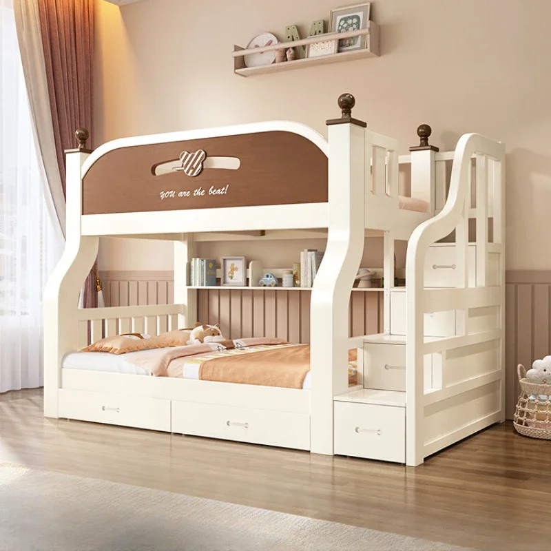 Headboard Frame Bunk Bed Drawers Nordic Unique Single Luxury Up Down Bed Kids Children Cama Infantil Bedroom Furniture