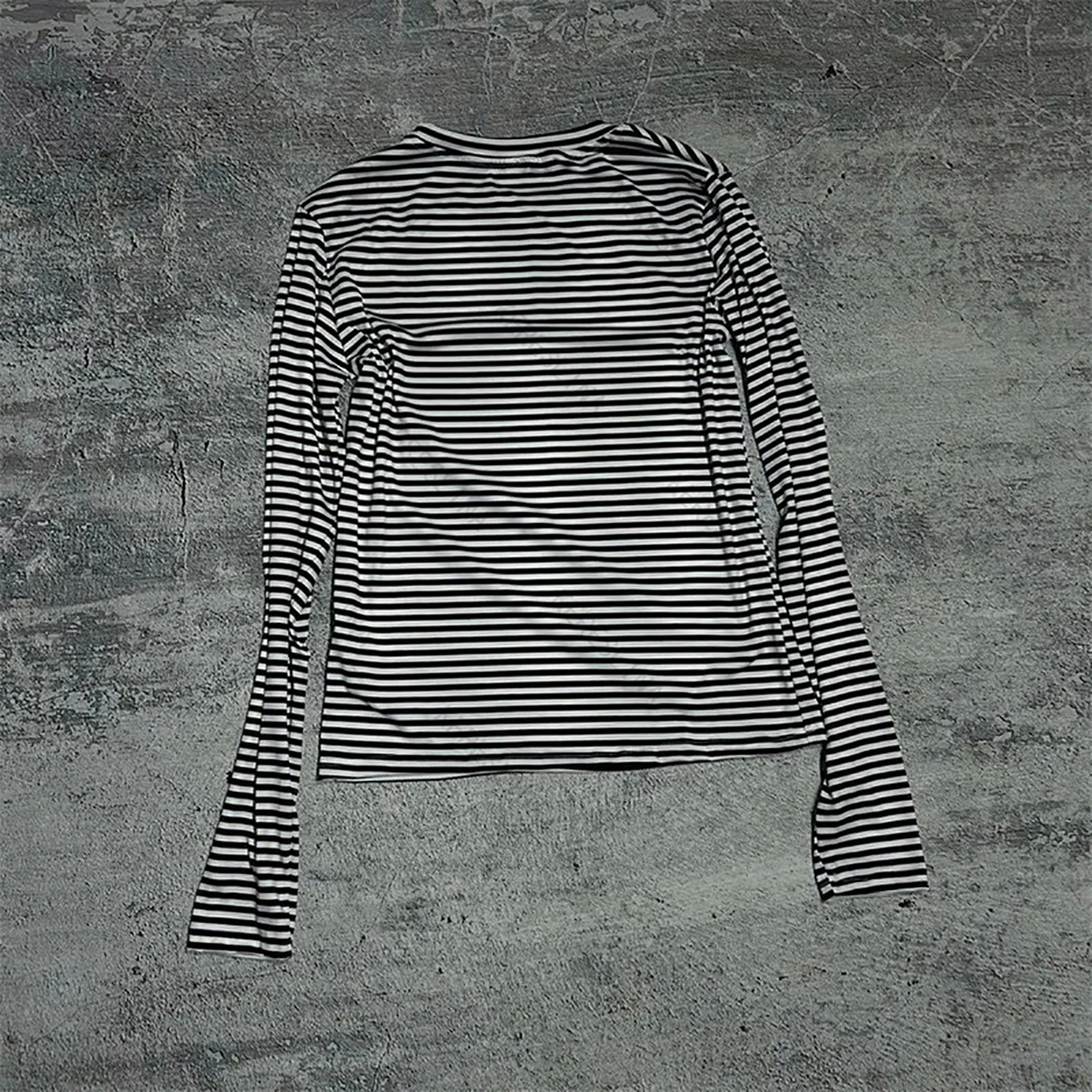 Summer Retro Long Sleeved Pullover Digital Printed Sweatshirt Hooded Sweatshirt Round Neck Striped Printed T-Shirt