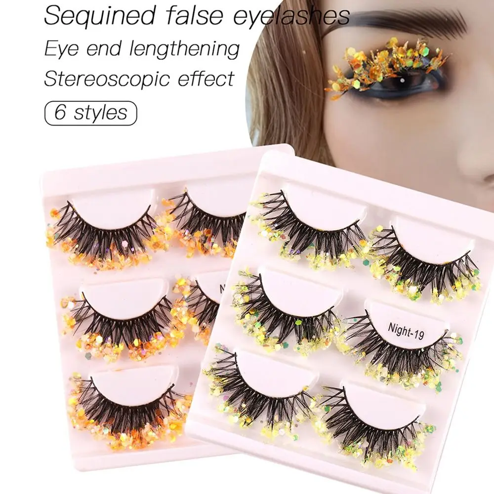 2 box Thick Fluffy Lashes Glitter Colored Eyelashes Sequin Lashes Extension Luminous Eyelashes Shiny Exaggerated