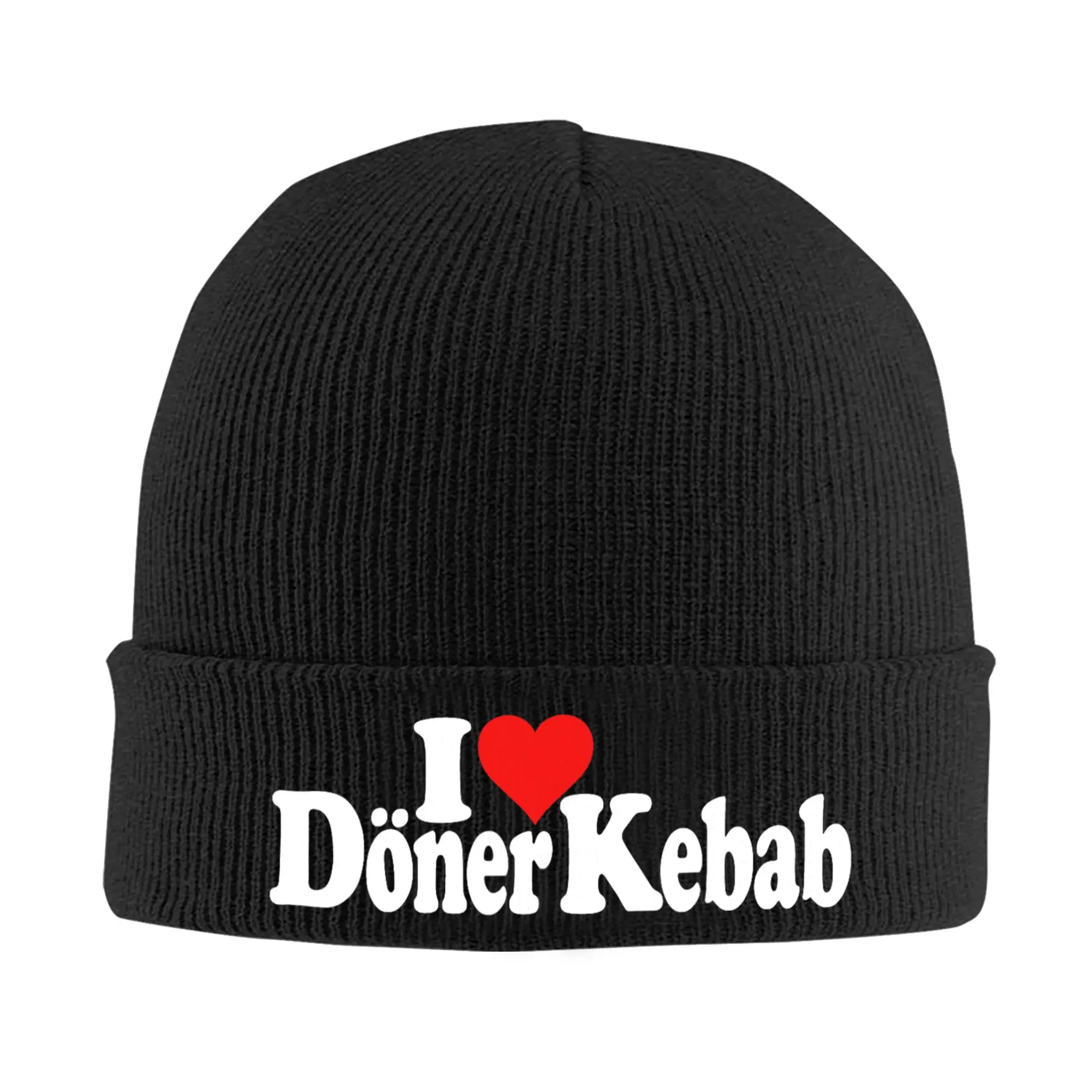 I Love Heart Doner Kebab Knitted Hats Autumn Winter Beanies Warm Grill Master Foodie Cap Female Male Acrylic Fashion Skullcap