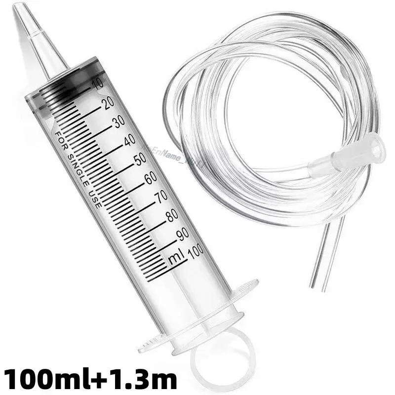 100ml Large Capacity Syringe Reusable Pump Measuring With Tube Feeding Ink Pumping Oil Feeding Enema Glue Hydroponics Syringe