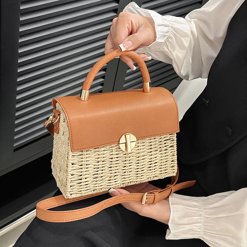 Trendy Designer Woven Handbags and Purses Women Shoulder Crossbody Bags 2023 New Beach Straw Messenger Bags High Quality