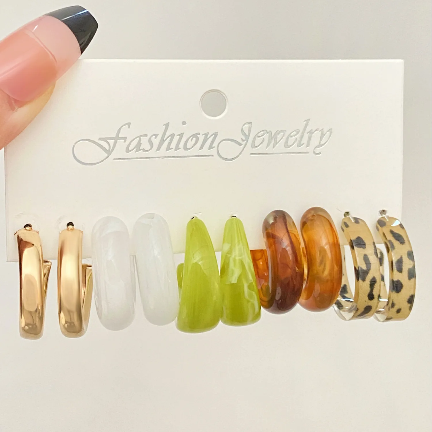 5-Pairs Set Leopard Print Colorful Acrylic Earrings For Women Jewelry 2024 Trending New High Class Korean Fashion C Earrings