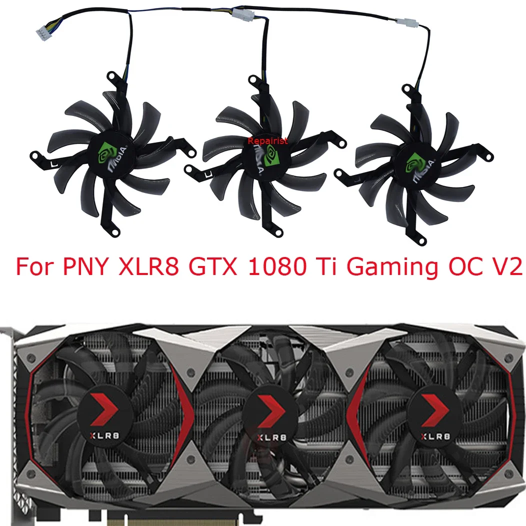 3Pcs/Set,VGA Cooler,T129215SU,Graphics Card Fan,For PNY XLR8 GTX1080 Gaming OC V2,For PNY XLR8 GTX 1080 Ti Gaming OC V2