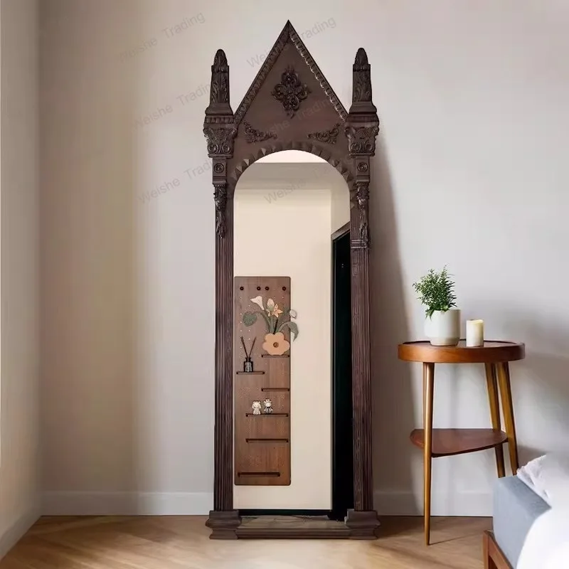 

Retro full-body mirror wall-mounted home special-shaped floor-to-ceiling mirror living room fitting mirror