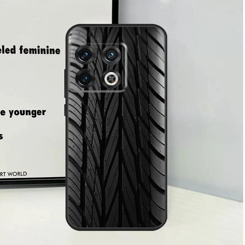 Black Tire Tyre Tread Texture Case For OnePlus 12R 10T 9R 10R 12 11 9 10 Pro OnePlus Nord 2 2T CE 3 Lite N20 N10 Cover image 3