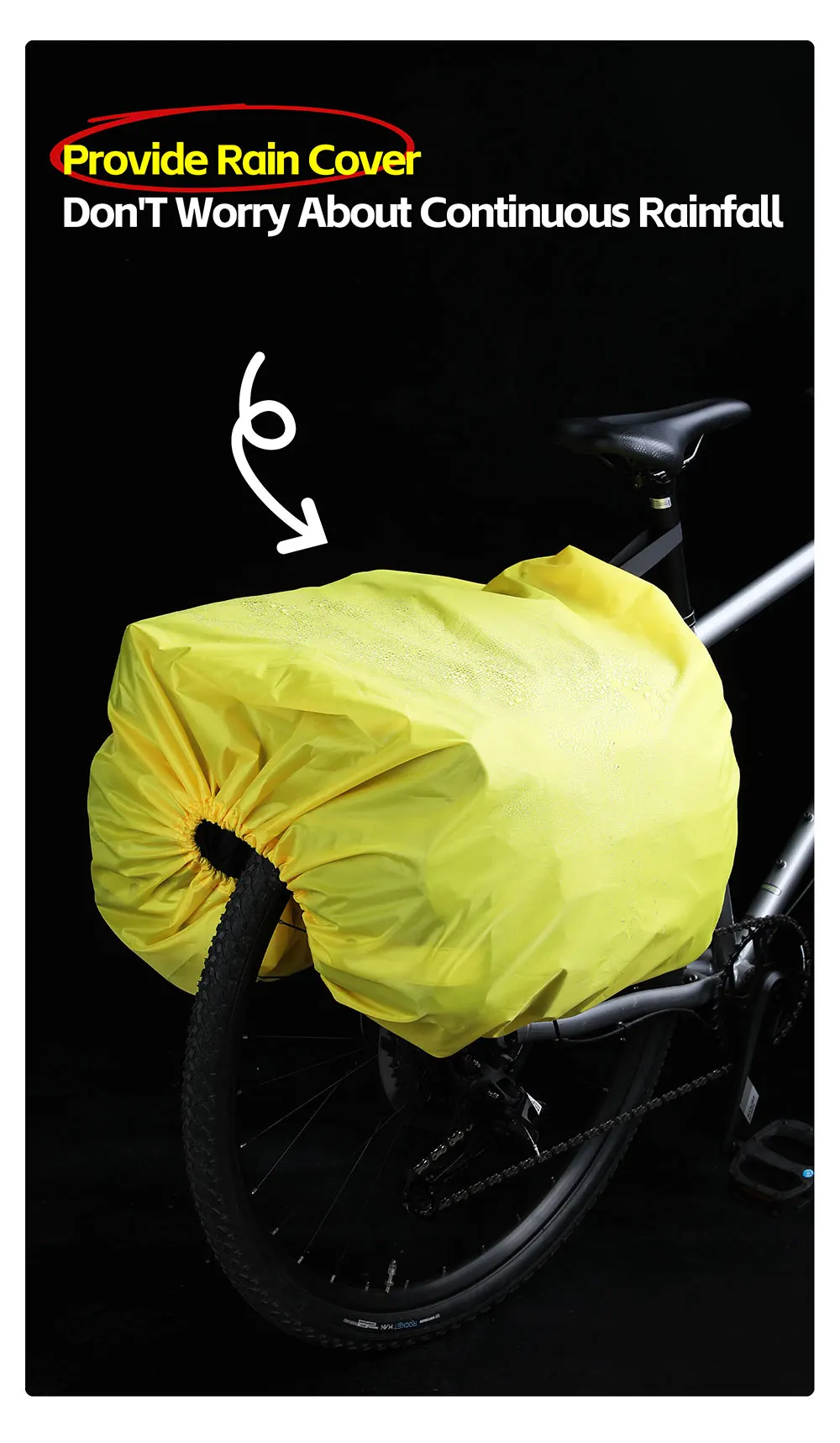 Rhinowalk Fahrrad-Seitentasche, 22–50 l, mit Regenschutz, Fahrrad-Gepäckträger, Kofferraum, Gepäck, Satteltasche, Radfahren, Reisen, MTB-Zubehör – Detail 17