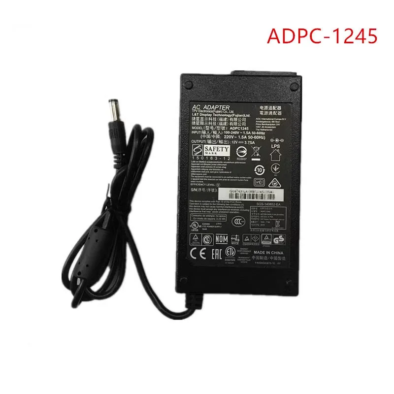 Adaptador de CA a CC de 12V 3.75A 45W ADPC1245 ADPC12416AB Cargador para Monitor LCD LED AOC/PHILIPS 239C4Q E2271HDS