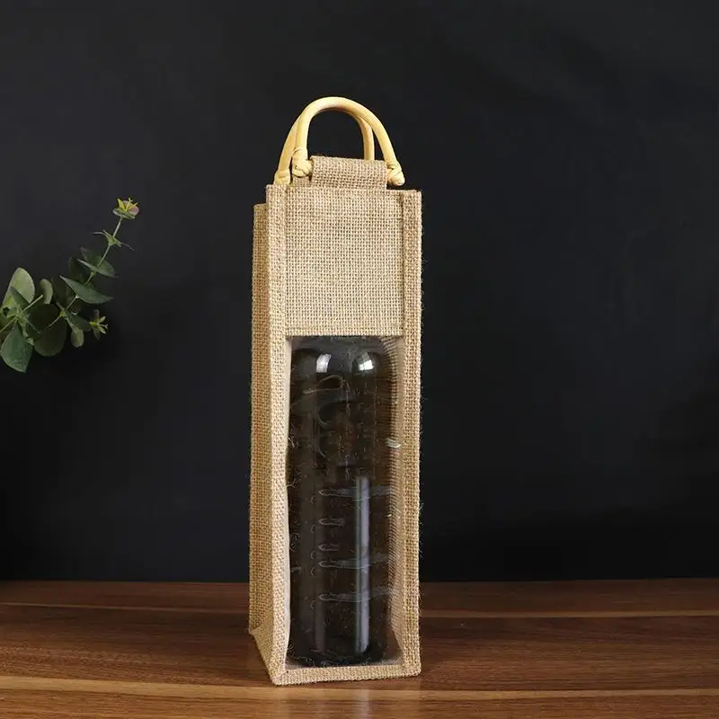 Linen Red Wine Box Single Double Bottle Holder Stylish Gift Packaging for Engagement Parties
