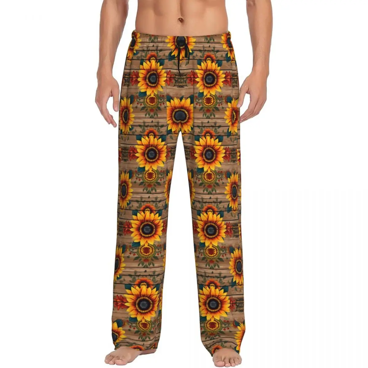 Custom Print Sunflower Art Pajama Pants for Women Sleep Sleepwear Bottoms with Pockets