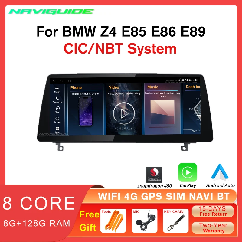 

NAVIGUIDE 10.25" Carplay Car Radio For BMW Z4 E85 E86 E89 2011-2016 CIC NBT system Multimedia Player Car Radio GPS Navigation