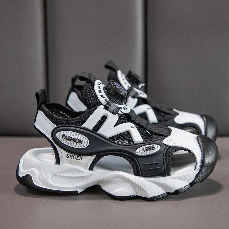 

Детские сандалии, новинка лета 2024, модная уличная дышащая повседневная пляжная обувь для детей, нескользящая летняя обувь для мальчиков