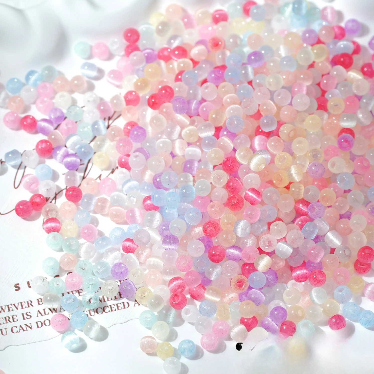 50/100/200/300Pcs, 4mm, Brushed, Imitation Opal, Beads, Glass, Rice Beads, Loose Beads, Beads, DIY, Accessories Materials