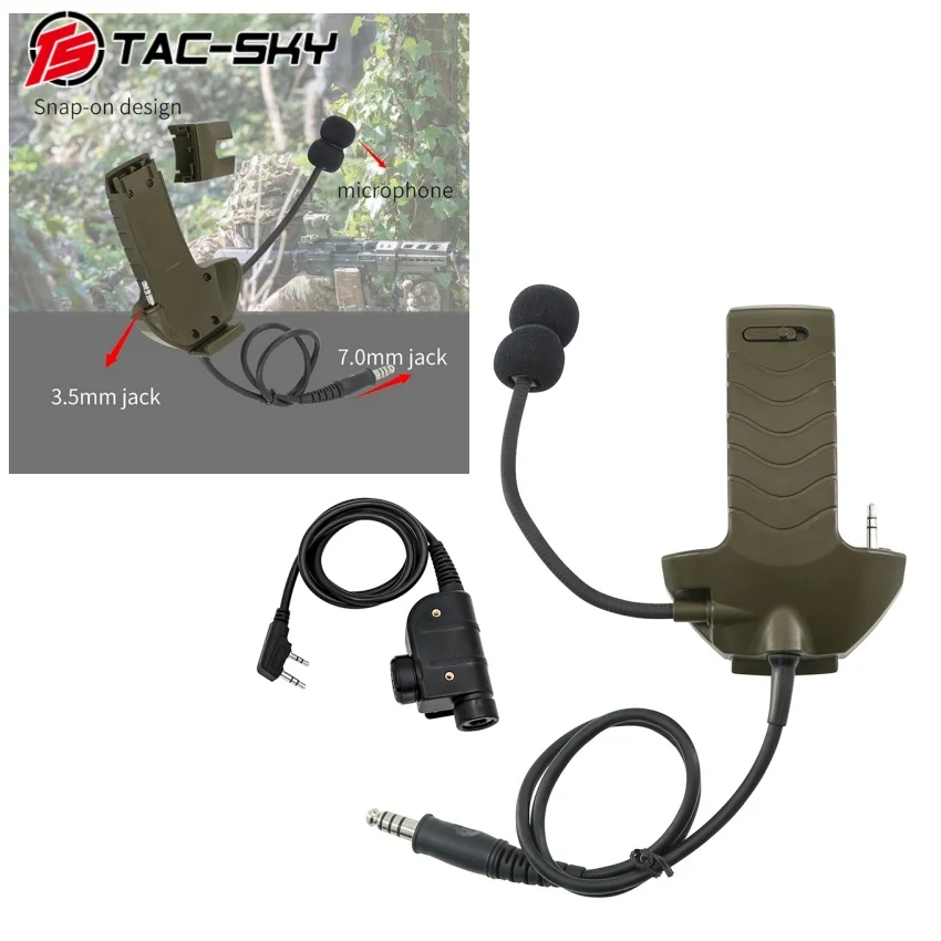 

TS TAC-SKY Тактический Y-кабель Микрофон/silgex 2-контактный комплект PTT для Walker's Razor Электронные наушники Тактическая гарнитура для стрельбы