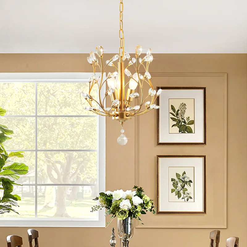 

Американская ретро хрустальная люстра, креативная лампа для ресторана, спальня, кабинет, балкон, дом