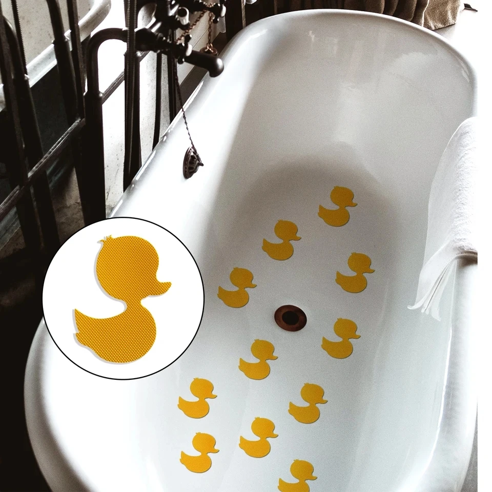 12 Pieces of Duck Design Anti Slip Shower Pedal Stickers Bathtub Anti Slip Tape Suitable for Floors Stairs Steps Bathrooms