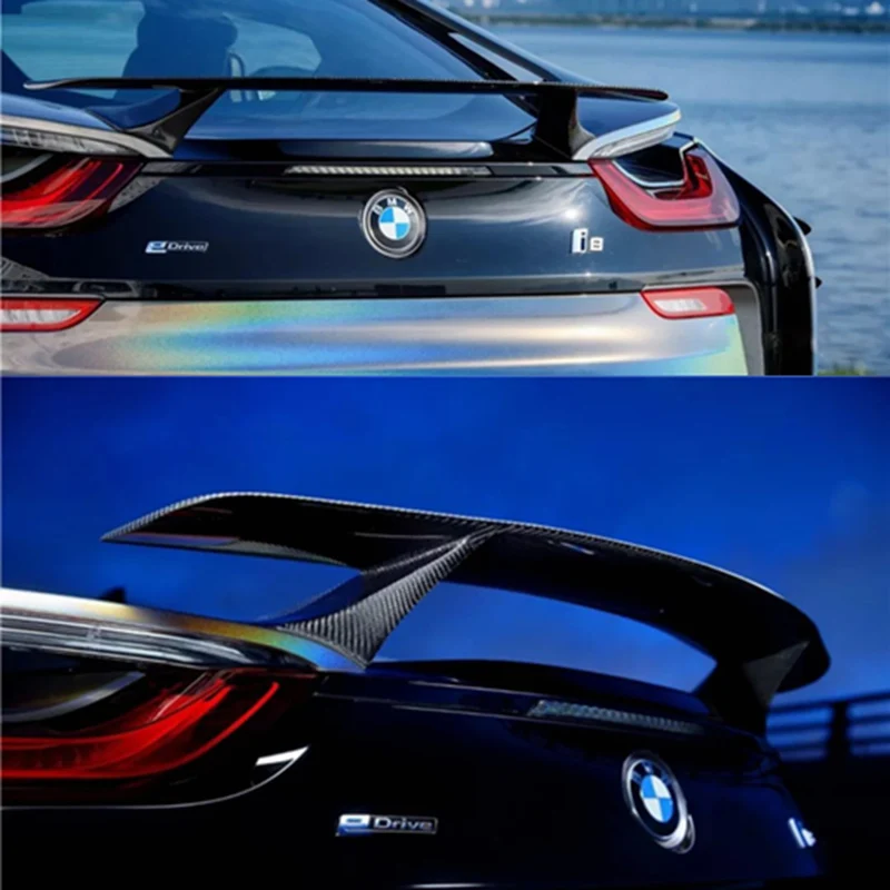 Car Styling Rear Spoiler Wing Carbon Fiber Rear Spoiler Trunk Lip Boot Wing Decoration For BMW i8 2014 2015 2016 2017 2018 2019