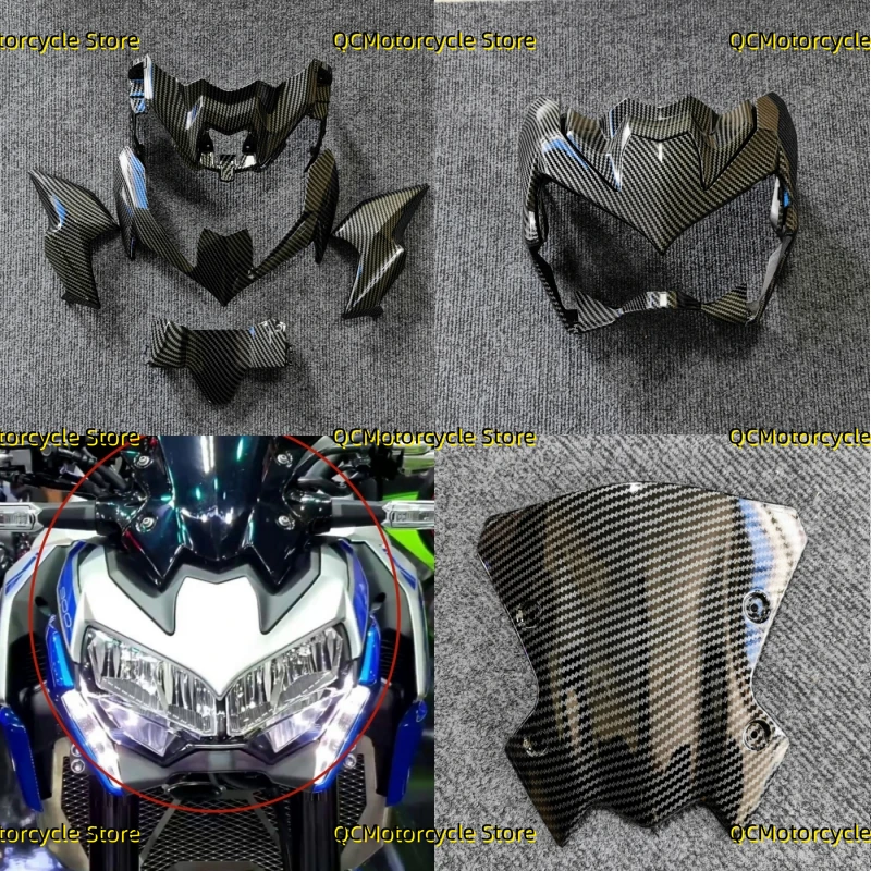 

Carbon fiber coating Front Upper Nose Headlight Fairing Cowls Cover Set Fit For KAWASAKI Z900 ZR900 Z 900 2020 2021 2022 2023