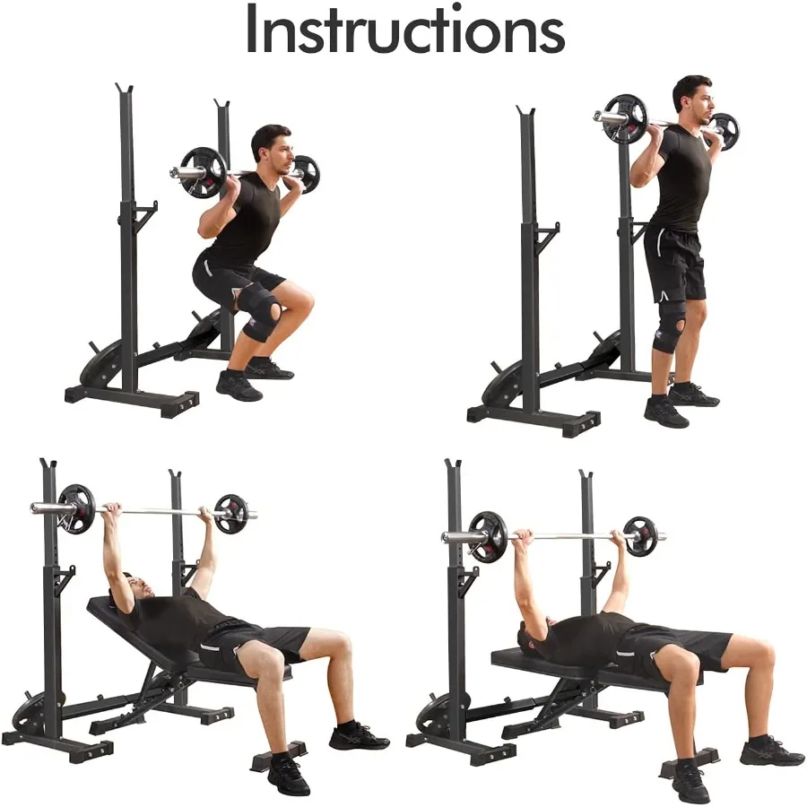Soporte de estante para sentadillas ajustable, estante de barra multifunción para levantamiento de pesas, estantes para mancuernas para gimnasio en casa, Banco de prensa para gimnasio, mancuernas Ra
