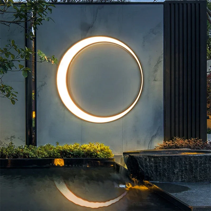 Imagem -02 - Livre Conduziu a Lâmpada de Parede Minimalista Lua Iluminação à Prova Impermeável Água Luz para Pátio Jardim Portão Apartamento Villa Luminária Decorativa ao ar