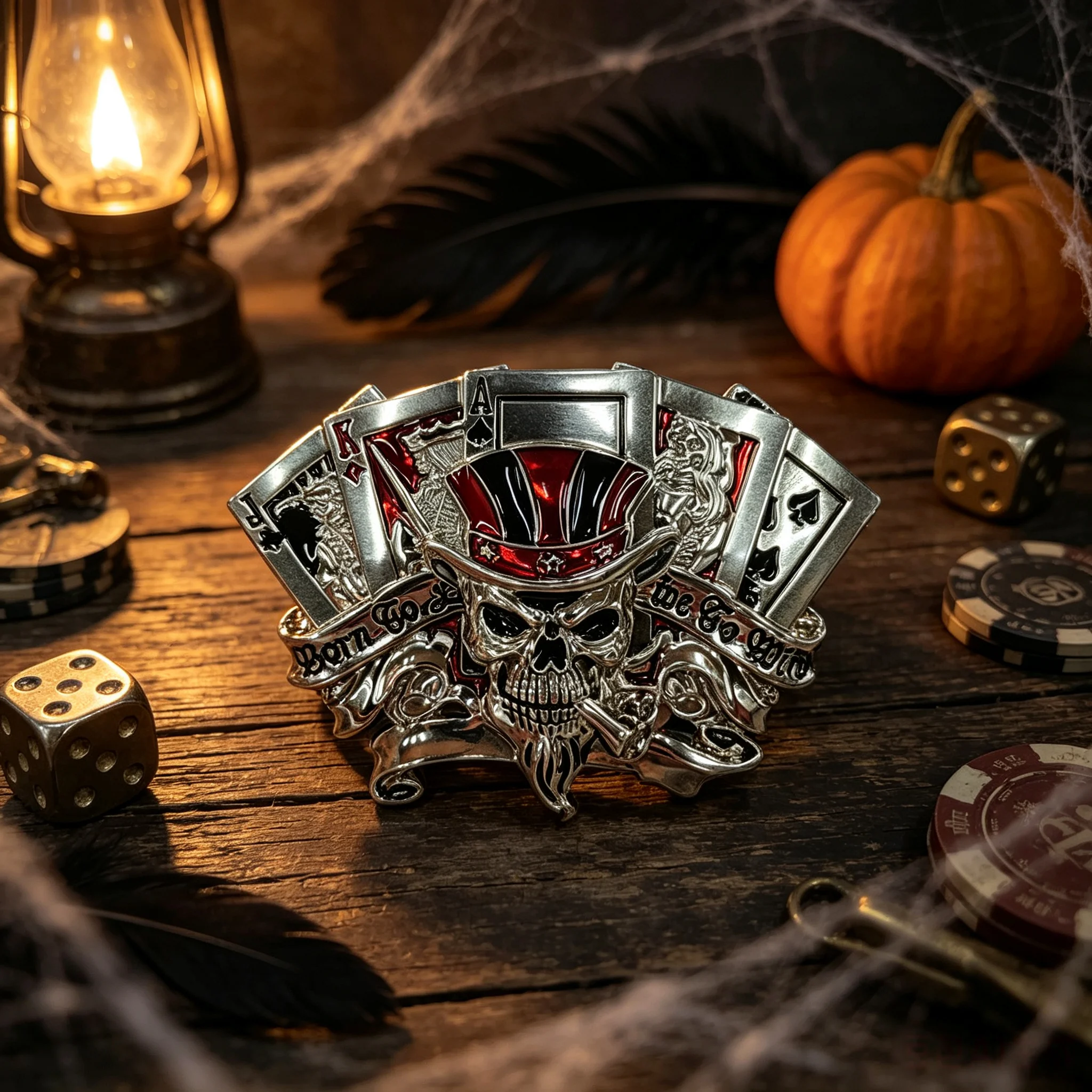 1Pcs Poker Skull Top Hat Alloy Replacement Belt Buckle (Only Buckle Without Strap), Men Belt Buckle Matches Jeans, Biker Pants &