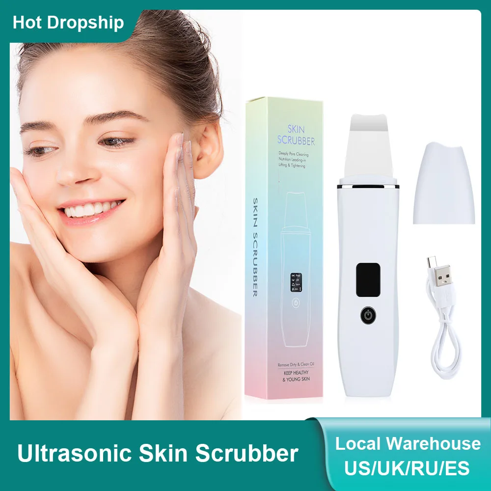 Ultrasonic Skin Scrubber Peeling Shovel EMS Ion Acne Blackhead Remover Face Deep Cleansing Facial Lifting Devices