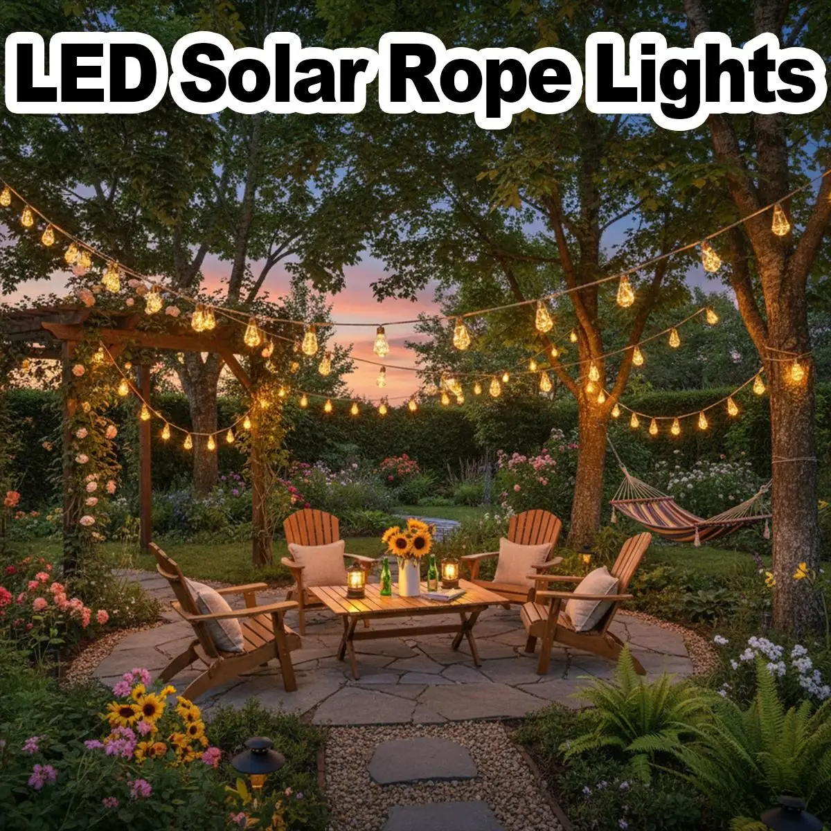 8M Solar String Lights 16 Led Bulb Remote Control Colorful Copper Wire Waterproof Outdoor Vintage Rope Hemp Fairy Lamp Mini Cafe