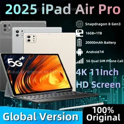 IPad-Air Proタブレット,Android 14,16 GB 1T, 20000mAh, 5g,デュアルSIM, Bluetooth,wifi,GPS, 11インチHD, 4K 2020