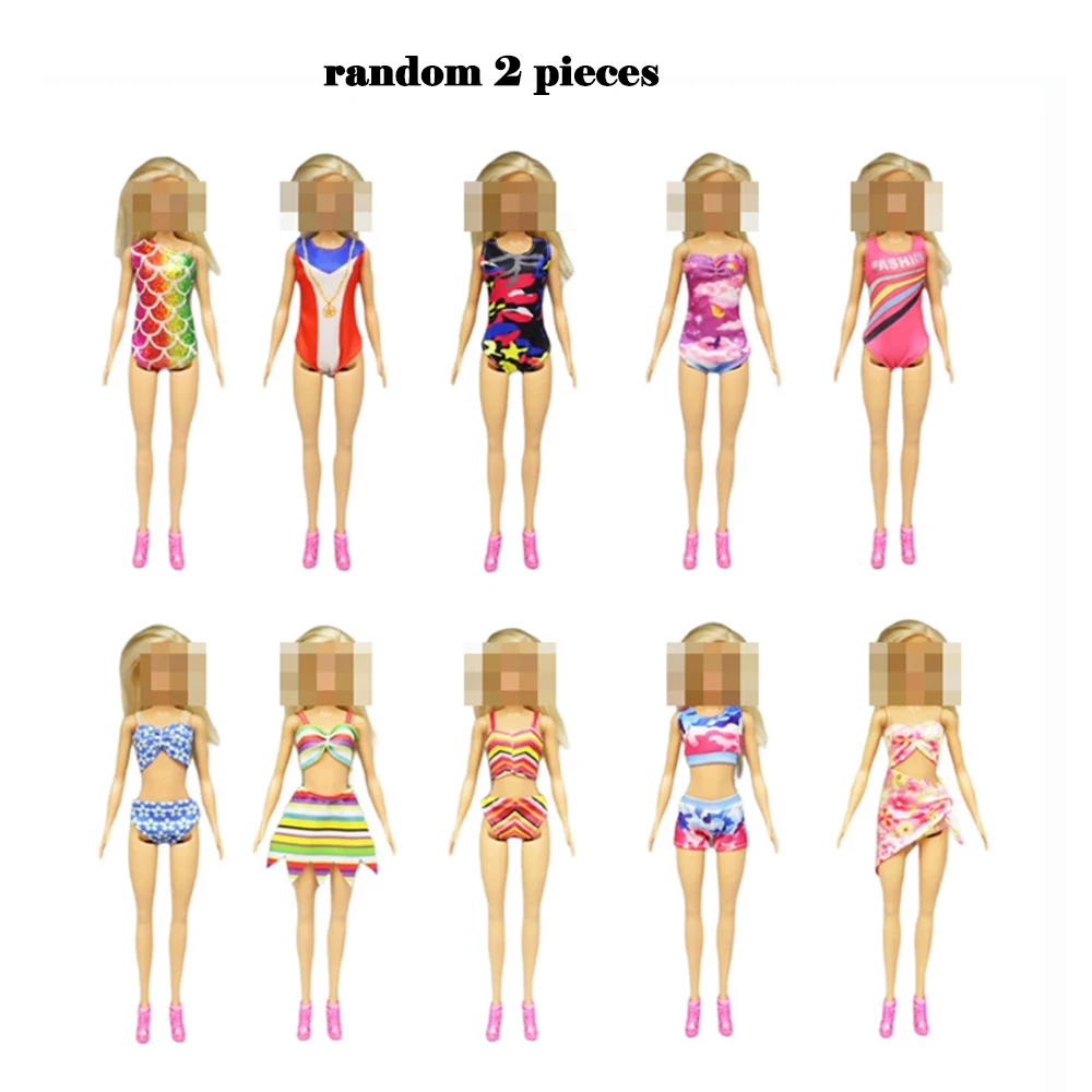 28 pcs Fashion Dolls Accessories random =1 Gown +3 Dress +2 Suit +2 Swimsuit +3 Glasses +10 Shoes +7 Hangers Clothes for Barbie