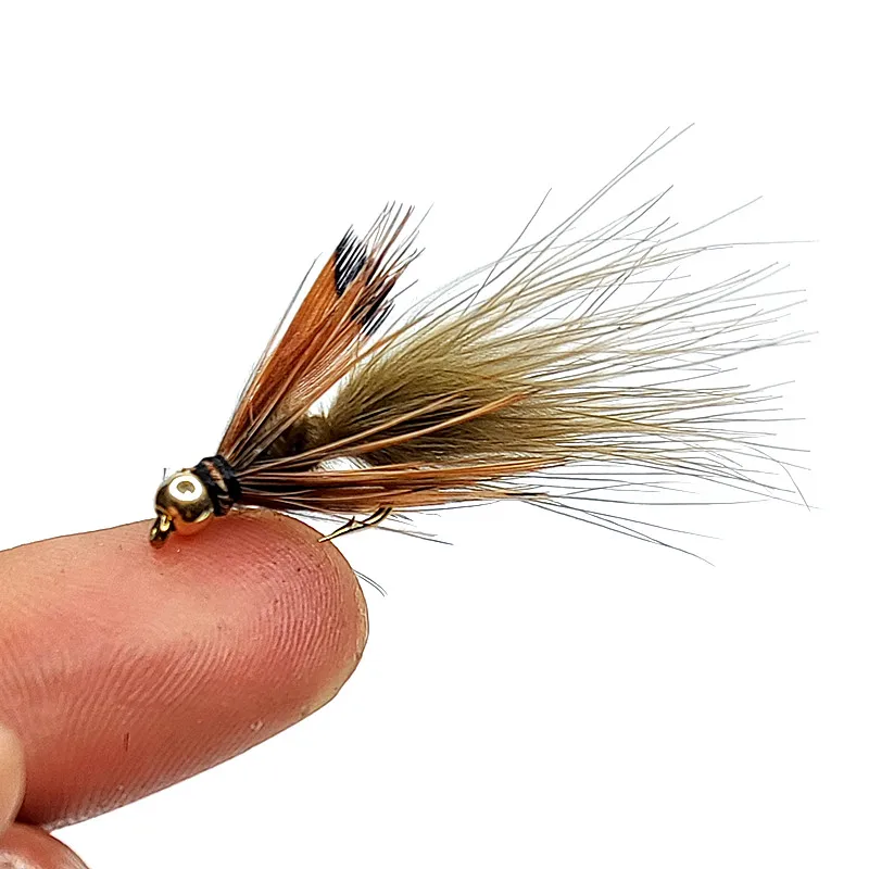5 pz Woolly Bugger Stelle filanti Esche da pesca a mosca Testa di perline in ottone Nero/Marrone oliva Nappa - Trota Salmone Trota Pesce persico pesca a mosca