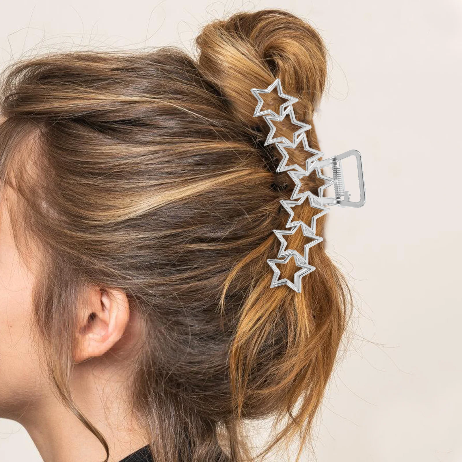 

Metal Star Silver Claw Clips Large Size Firm Hold Durable Alloy Material Thick Long Hair Styling Accessories Jaw Clips Women