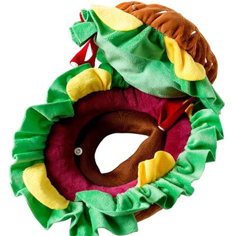 Cat Funny Cosplay Hamburger Costume for Small Large Dog Puppy Kitten Halloween Dress Up Cute Hat Festival Party Pet Accessories