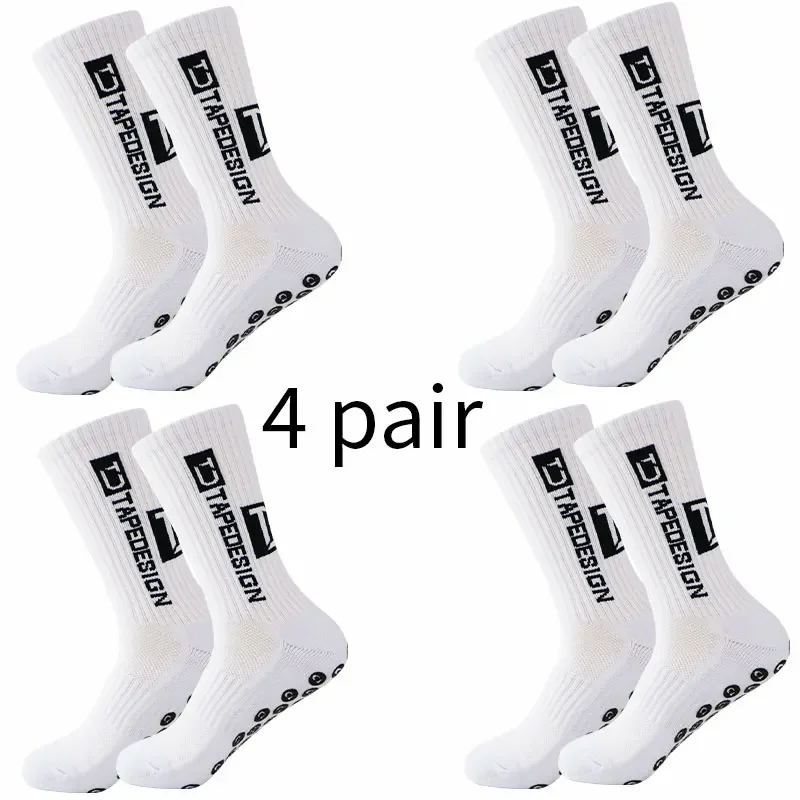 4 Pairs of Non-slip Belt Design Football Socks and Mid-calf   Basketball Sports Cycling Running  