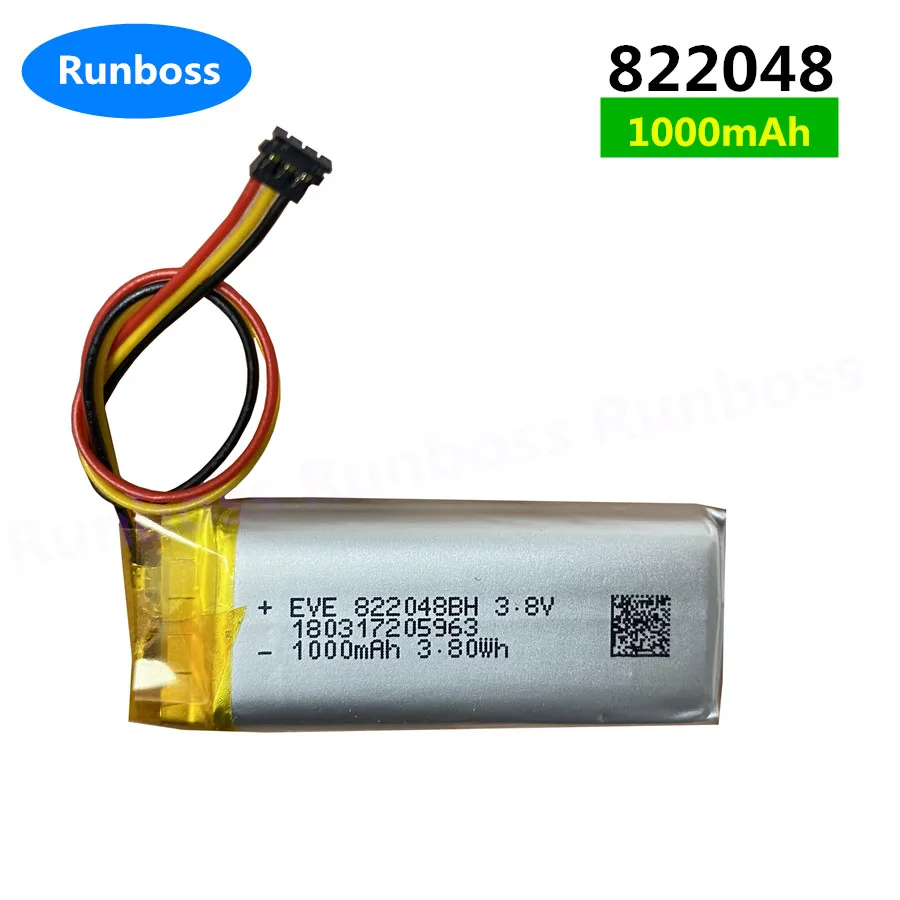 New 822048 Rechargeable 3.8V 1000mAh Battery JST 3pin MX 1.2mm Plug For Mp3 GPS PSP Vedio Game Headset Valve Index Controller