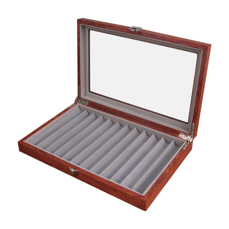 

Pear Wooden Pen Display Box 12 Box Storage Visual Wear-Resistant Scratch-Resistant Wooden Bracket Display Box.