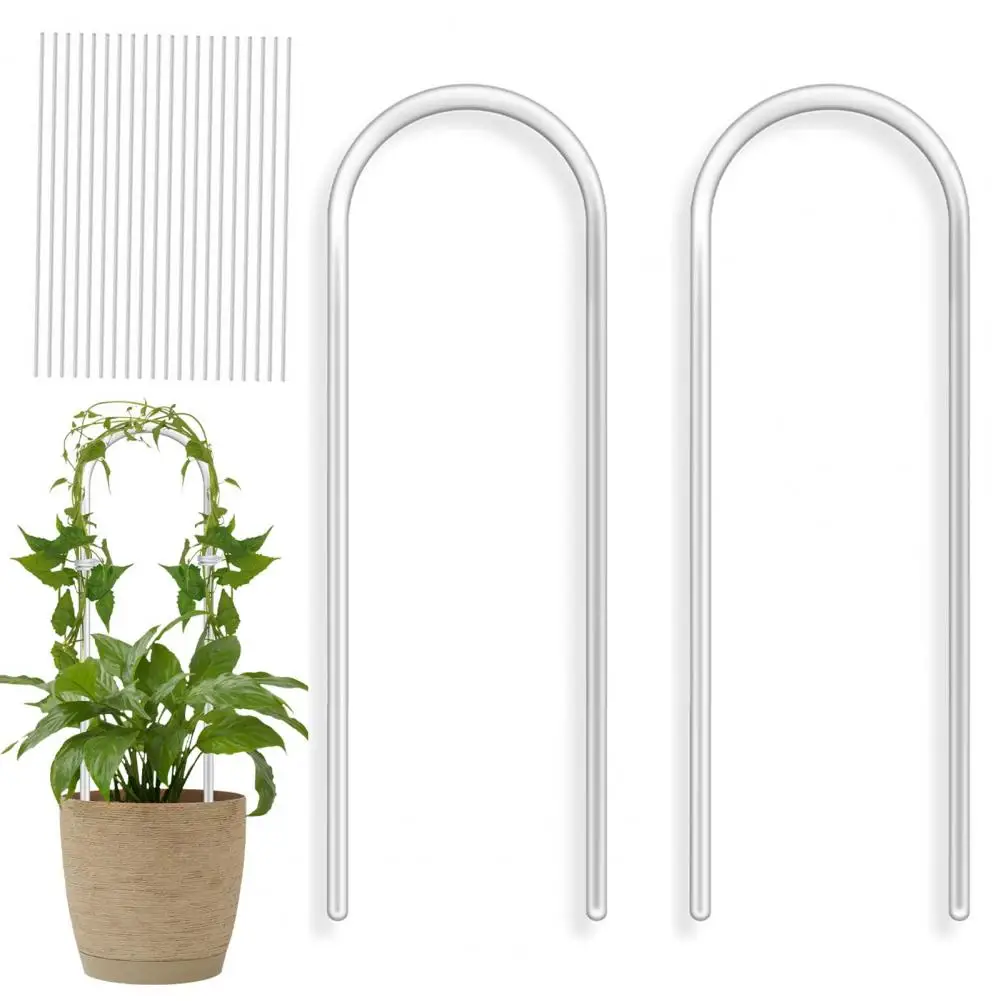 2 個 U 字型アクリル植物トレリスクリア植物サポートツイストネクタイ付きつる植物トレリス観葉植物アイビーモンステラ