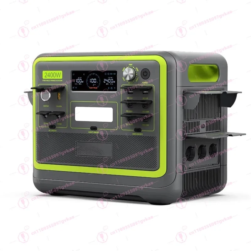 

Портативная электростанция с аккумулятором LiFePO4, 2400 Вт, для аварийного использования, с возможностью зарядки от солнечных батарей