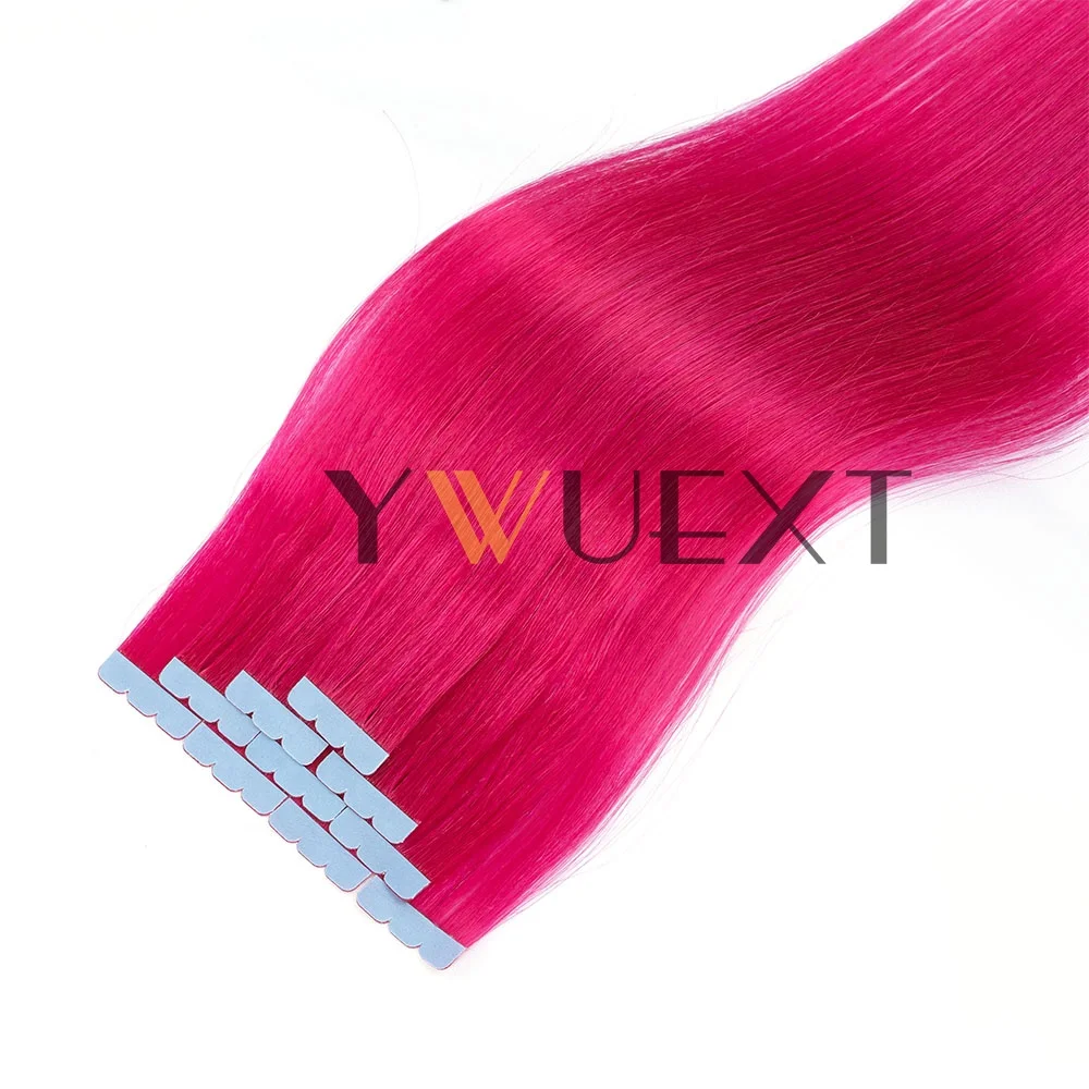 شريط صغير في الشعر البشري بألوان فاخرة 12-20 بوصة وصلات شعر شريطية طبيعية مستقيمة لتصفيفة الشعر في المخرج