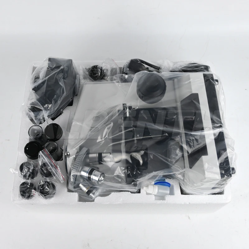 Albenth 40X-1600X Trinocular Biological Achromatic Microscope With Double Layer Mechanical Stage 1W LED Light, 1X Camera Adapter